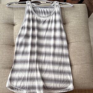 Lululemon Athletica Gray and White Striped Tank Top